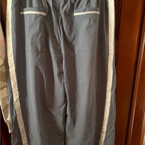 Gray Track Pants with White Side Stripes